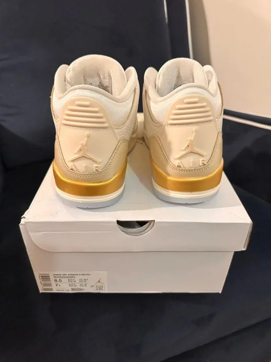 Jordan Air Jordan 3 Retro Sail Team Gold Pale Ivory IB2255-100 Women - Picture 6 of 8